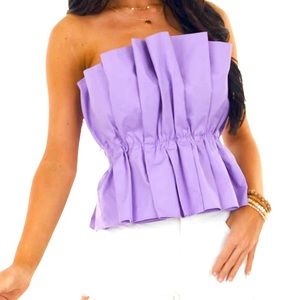 NWT Do + Be Ruffle Strapless Purple Top Large